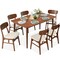 Best Choice Products 7-Piece Mid-Century Modern Upholstered Dining Set, Wooden Table w/ 6 Chairs